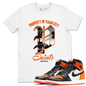 Sneaker match tees – Sneaker Tees To Match Jordan 1 Retro Shattered Backboard Shoes – Paradise Found Tee White 1