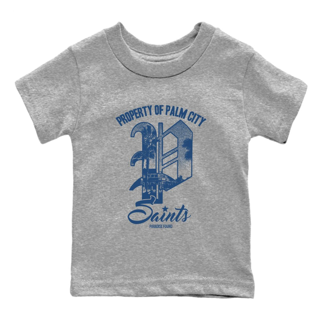 Sneaker match tees – Sneaker Tees To Match Air Jordan 12 French Blue Shoes – Paradise Found Kids T-Shirt Heather Grey 2
