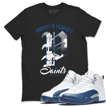 Sneaker match tees – Sneaker Tees To Match Air Jordan 12 French Blue Shoes – Paradise Found Tee Black 1