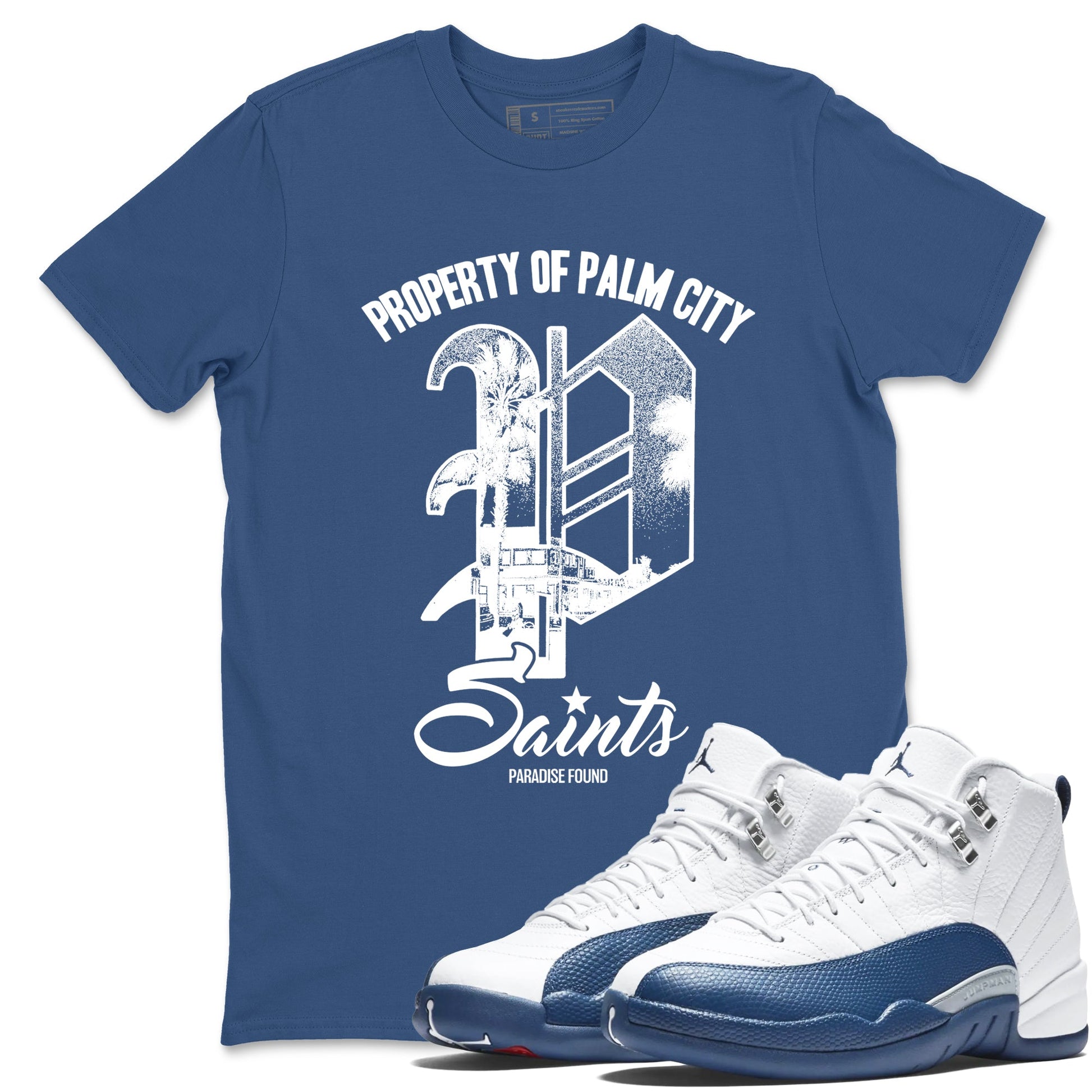 Sneaker match tees – Sneaker Tees To Match Air Jordan 12 French Blue Shoes – Paradise Found Tee Denim Blue 1