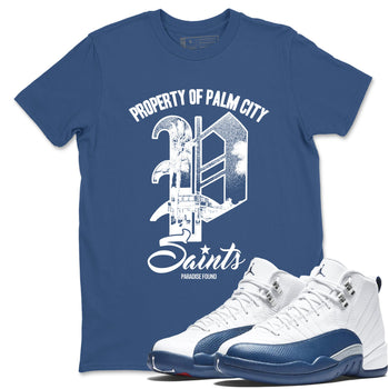Sneaker match tees – Sneaker Tees To Match Air Jordan 12 French Blue Shoes – Paradise Found Tee Denim Blue 1
