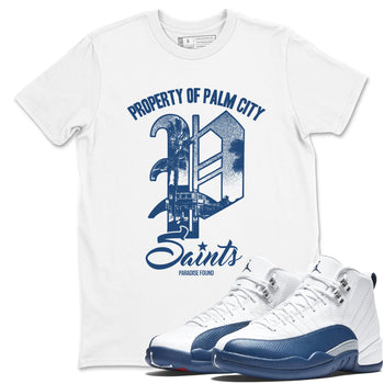 Sneaker match tees – Sneaker Tees To Match Air Jordan 12 French Blue Shoes – Paradise Found Tee White 1