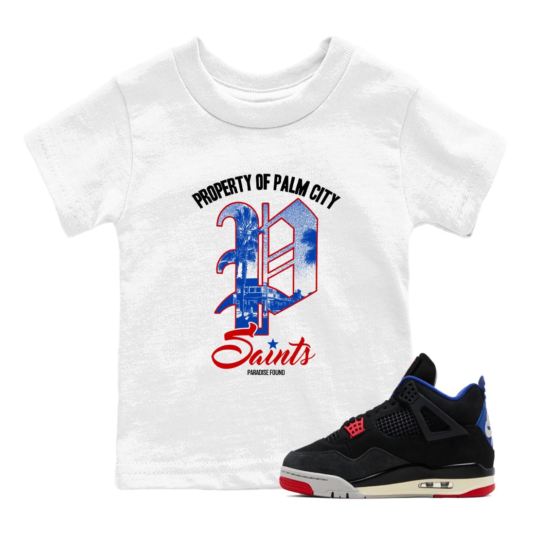 Sneaker match tees – Sneaker Tees To Match Jordan 4 Retro Rare Air Shoes – Paradise Found Kids T-Shirt White 1