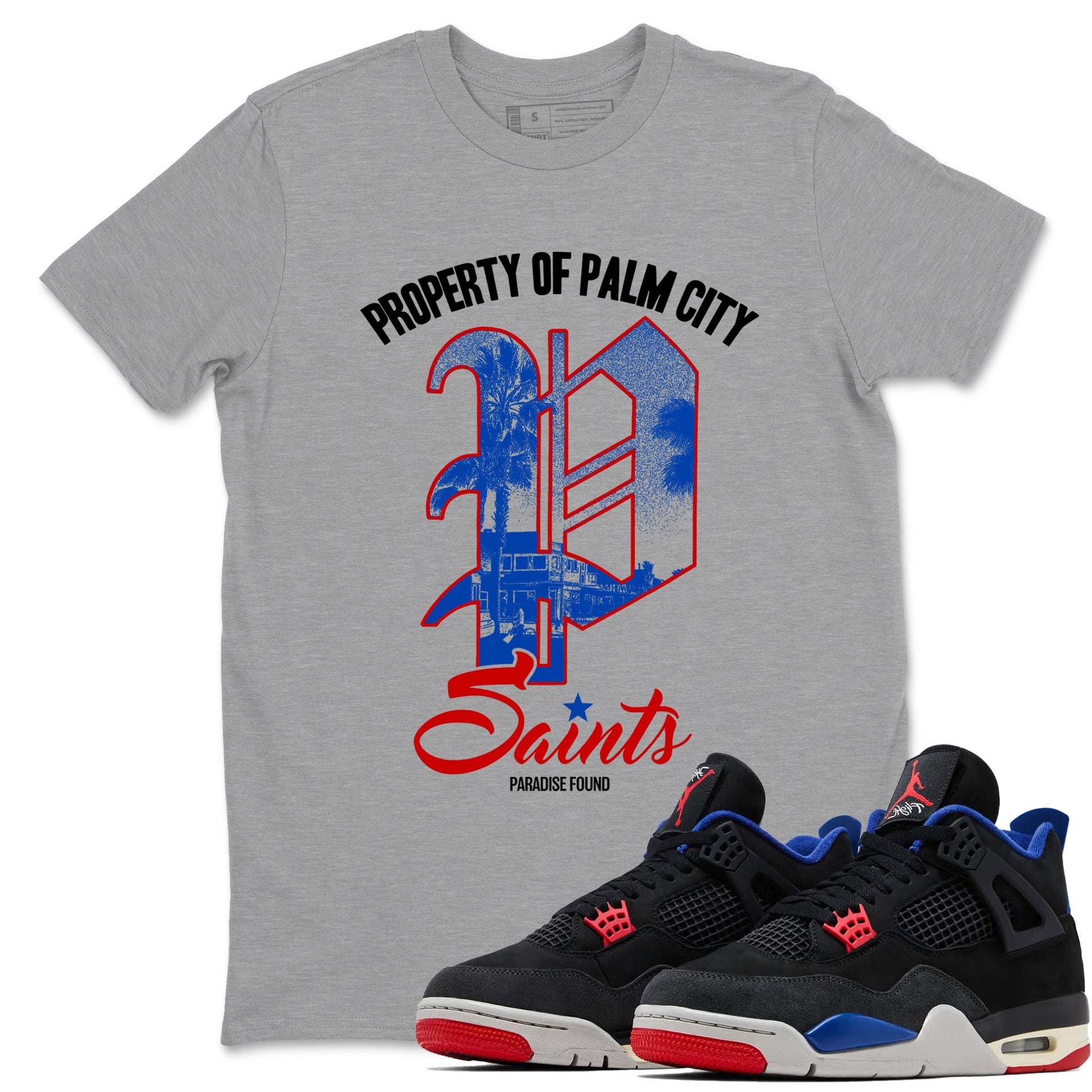 Sneaker match tees – Sneaker Tees To Match Jordan 4 Retro Rare Air Shoes – Paradise Found Tee Heather Grey 1