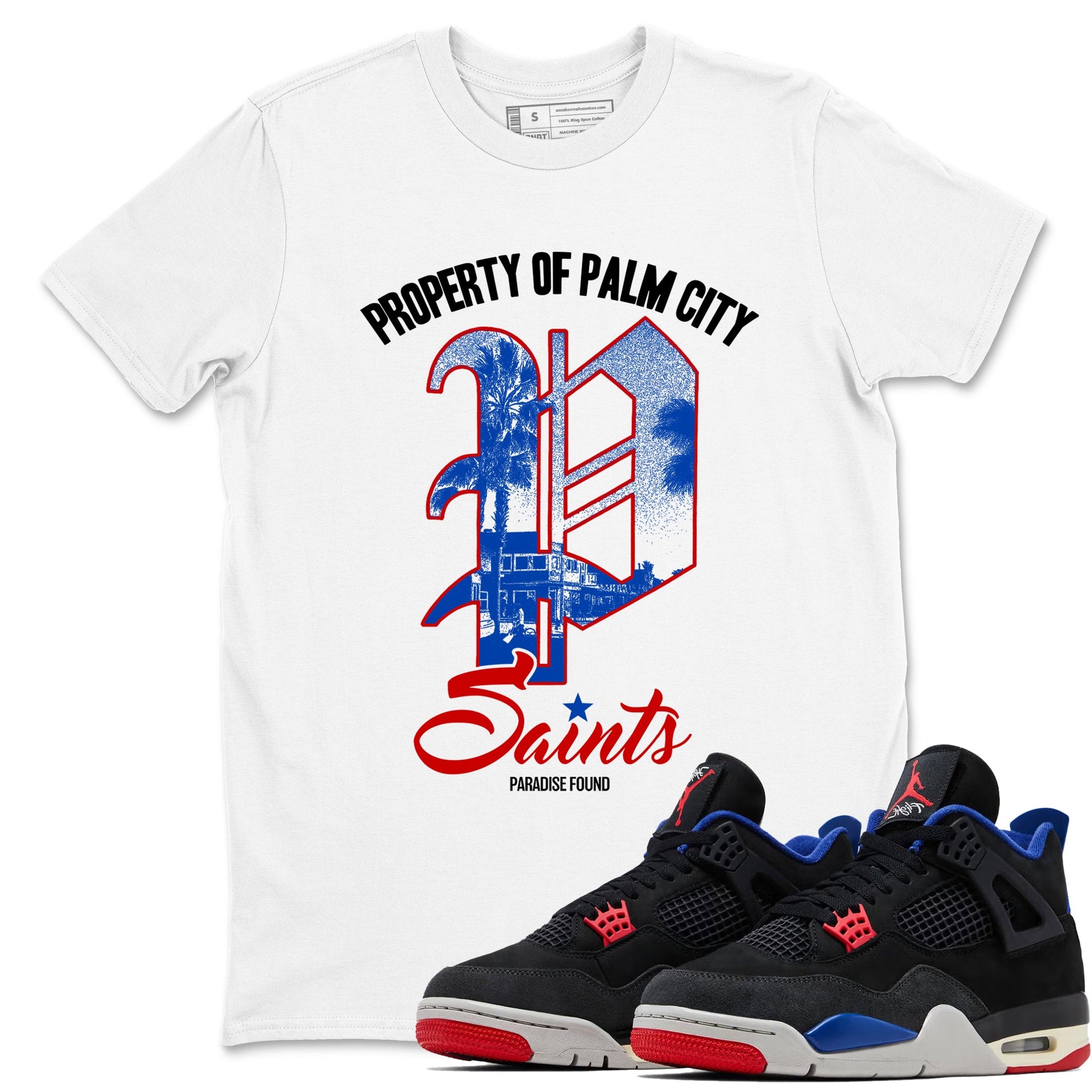 Sneaker match tees – Sneaker Tees To Match Jordan 4 Retro Rare Air Shoes – Paradise Found Tee White 1