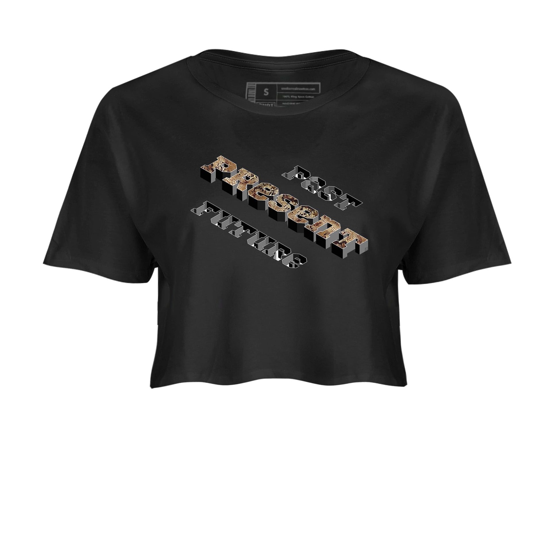 AF1 Ivory Snake shirt to match jordans Past Present Future sneaker tees Air Force 1 Ivory Snake SNRT Sneaker Release Tees Black 2 crop length shirt