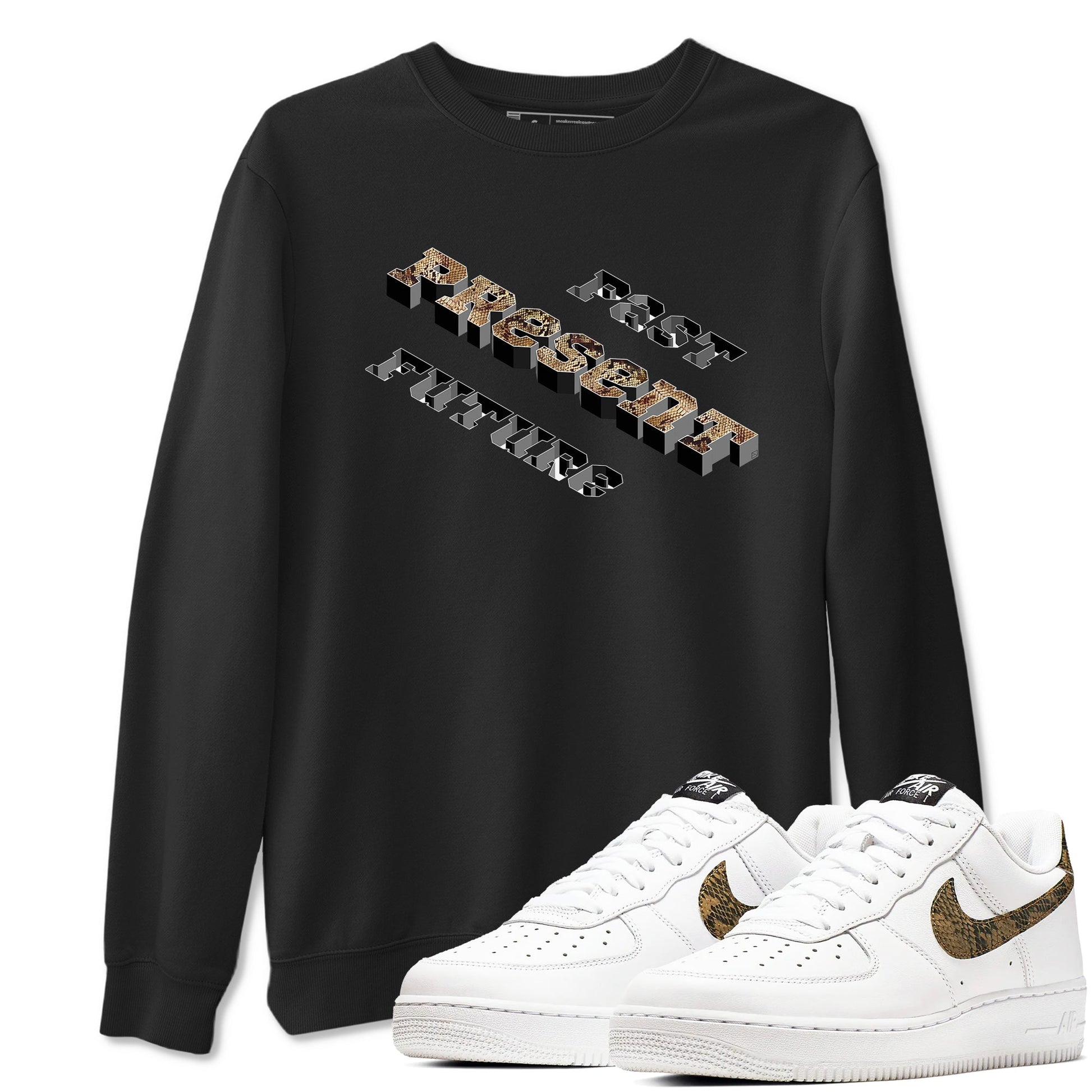 AF1 Ivory Snake shirt to match jordans Past Present Future sneaker tees Air Force 1 Ivory Snake SNRT Sneaker Release Tees unisex cotton Black 1 crew neck shirt