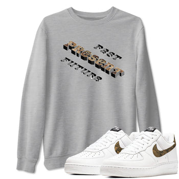 AF1 Ivory Snake shirt to match jordans Past Present Future sneaker tees Air Force 1 Ivory Snake SNRT Sneaker Release Tees unisex cotton Heather Grey 1 crew neck shirt