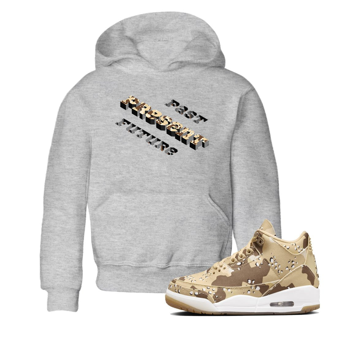 3s Desert Camo shirts to match jordans Past Present Future sneaker match tees Air Jordan 3 Desert Camo SNRT Sneaker Tees streetwear brand Baby and Youth Heather Grey 1 cotton tee