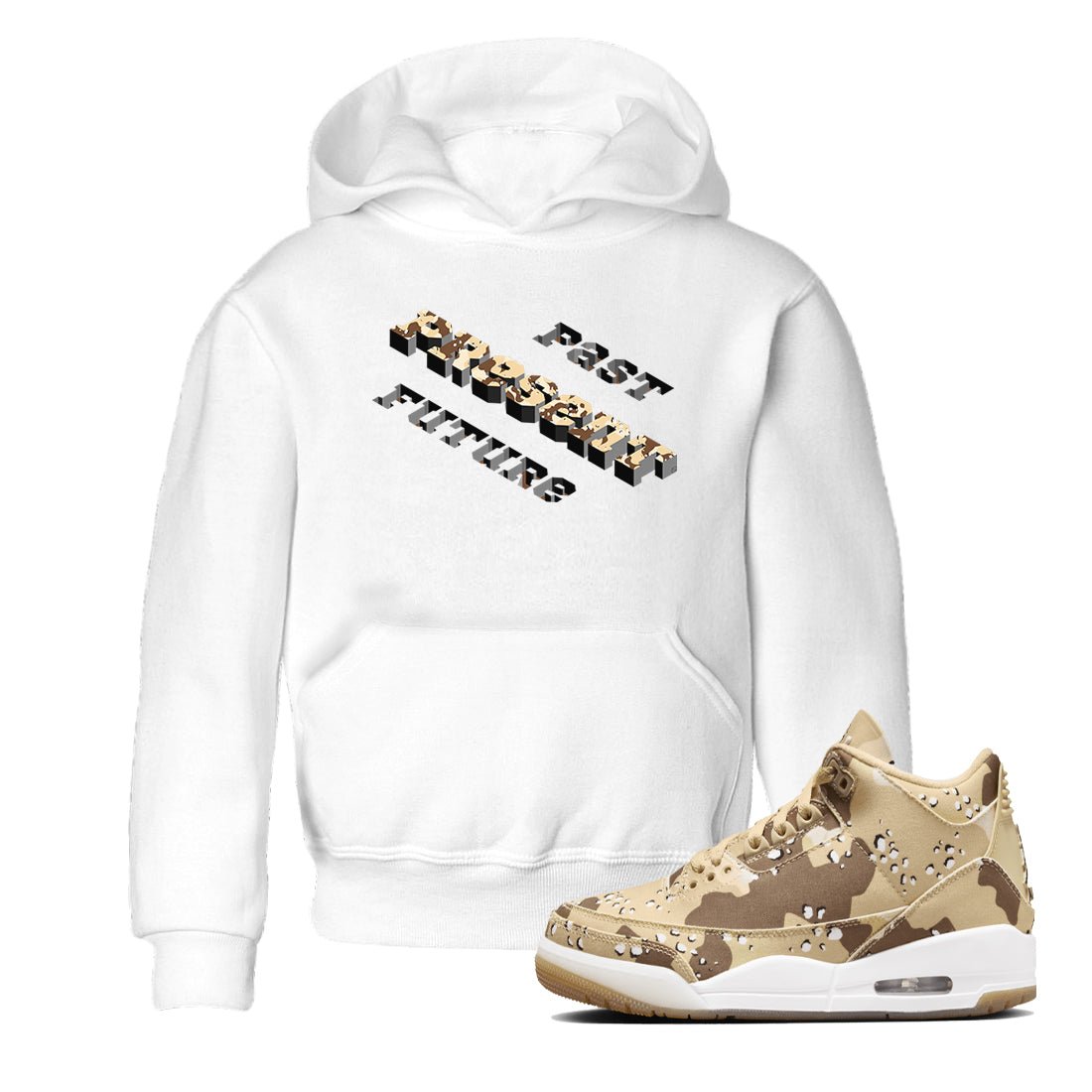 3s Desert Camo shirts to match jordans Past Present Future sneaker match tees Air Jordan 3 Desert Camo SNRT Sneaker Tees streetwear brand Baby and Youth White 1 cotton tee