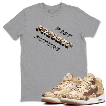 3s Desert Camo shirts to match jordans Past Present Future sneaker match tees Air Jordan 3 Desert Camo SNRT Sneaker Tees streetwear brand Heather Grey 1 unisex cotton tee