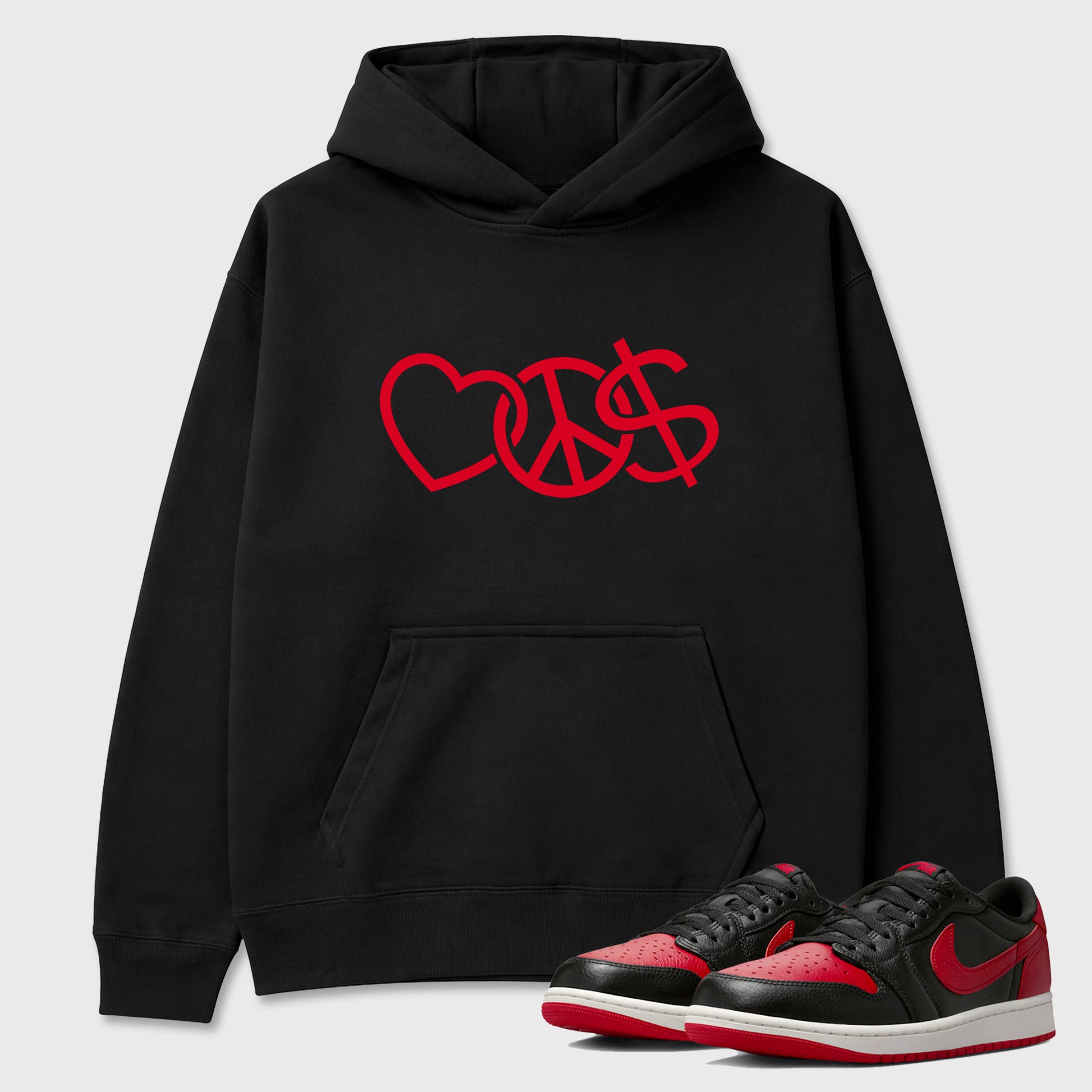 Sneaker match tees – Sneaker Tees To Match Air Jordan 1 Banned Shoes – Peace Currency Tee Black 1