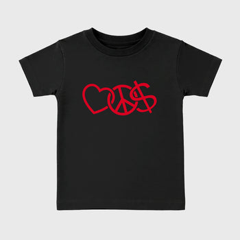 Sneaker match tees – Sneaker Tees To Match Air Jordan 1 Banned Shoes – Peace Currency Kids T-Shirt Black 2