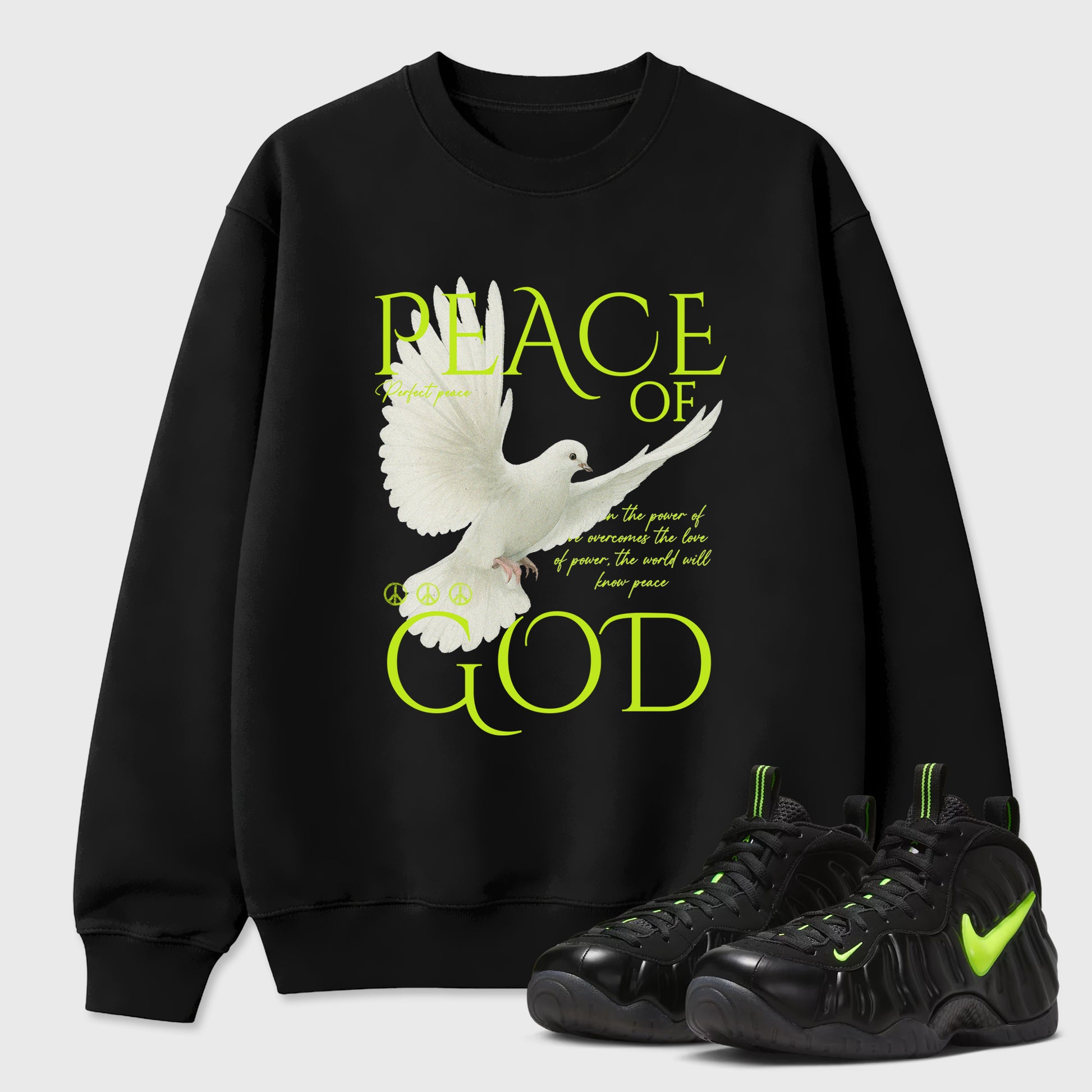 Sneaker match tees – Sneaker Tees To Match Air Foamposite Pro Black Shoes – Peace of God Tee Black 1
