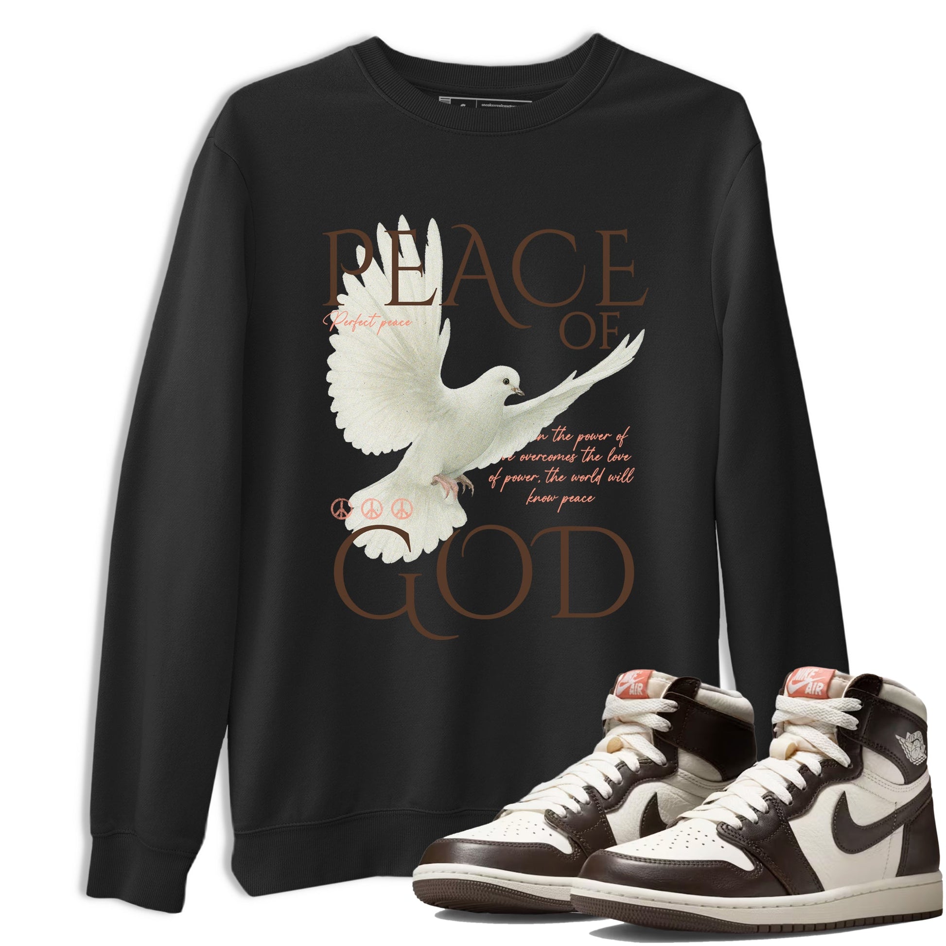 Sneaker match tees – Sneaker Tees To Match Air Jordan 1 Baroque Brown Shoes – Peace of God Tee Black 1