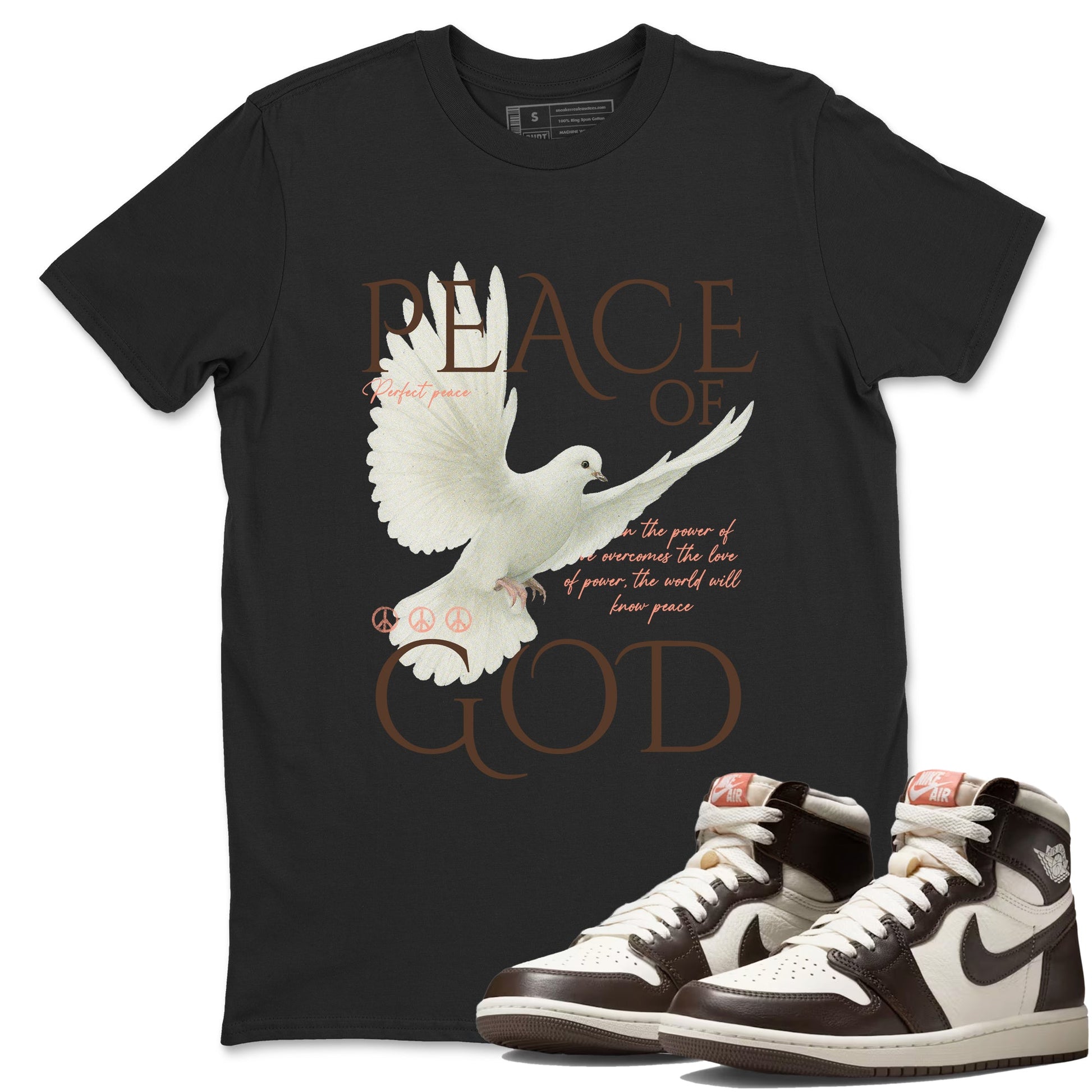 Sneaker match tees – Sneaker Tees To Match Air Jordan 1 Baroque Brown Shoes – Peace of God Tee Black 1