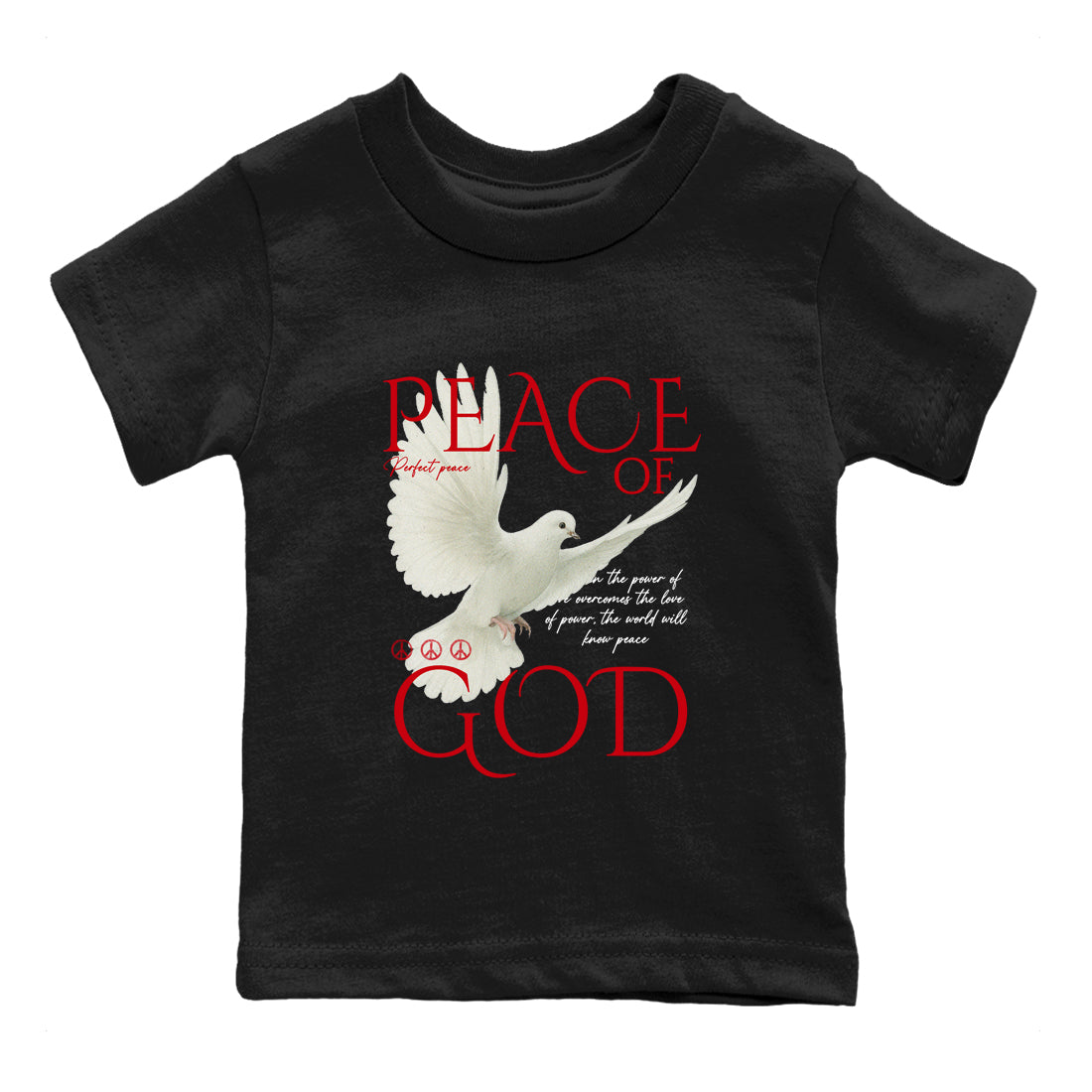 Best Sneakerfit graphic tee – Sneaker Tees To Match Air Jordan 1 Low Chicago Sneakers – Peace of God Kids T-Shirt Black 2