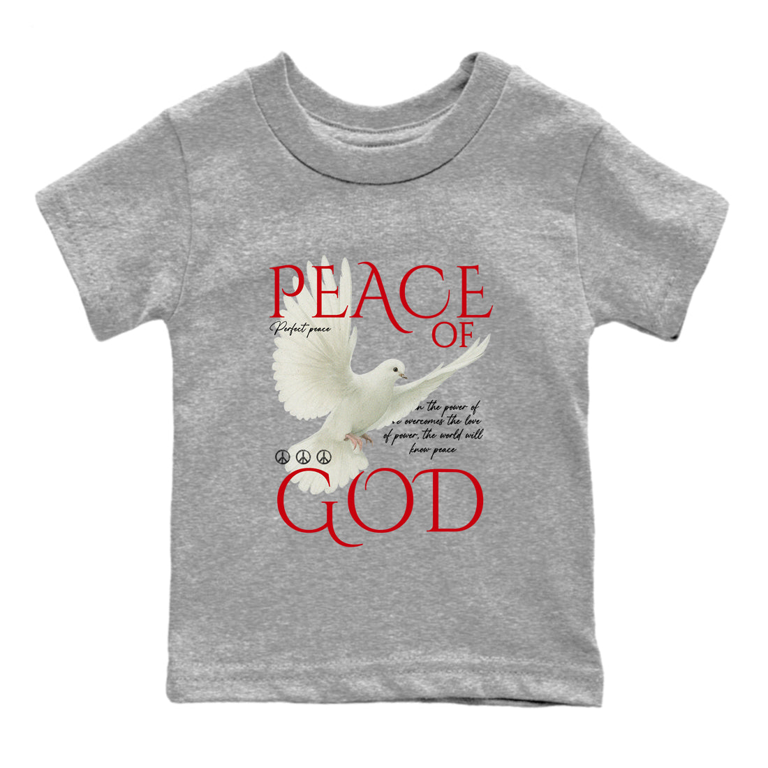 Best Sneakerfit graphic tee – Sneaker Tees To Match Air Jordan 1 Low Chicago Sneakers – Peace of God Kids T-Shirt Heather Grey 2