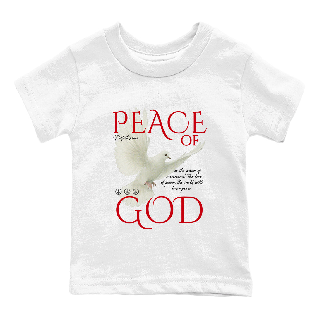 Best Sneakerfit graphic tee – Sneaker Tees To Match Air Jordan 1 Low Chicago Sneakers – Peace of God Kids T-Shirt White 2