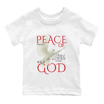Best Sneakerfit graphic tee – Sneaker Tees To Match Air Jordan 1 Low Chicago Sneakers – Peace of God Kids T-Shirt White 2