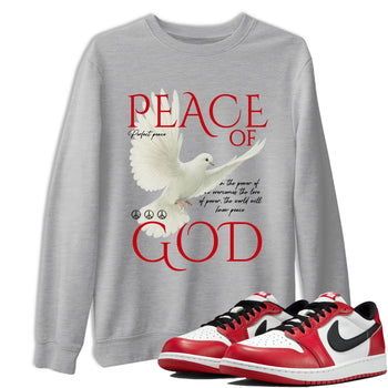Best Sneakerfit graphic tee – Sneaker Tees To Match Air Jordan 1 Low Chicago Sneakers – Peace of God Tee Heather Grey 1