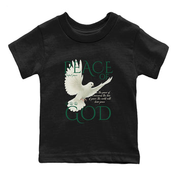 Sneaker Threads – Sneaker Tees To Match Air Jordan 1 Pro Green – Peace of God Youth Graphic Tee Black 2. Perfect for Jordan releases 2025 colorways.