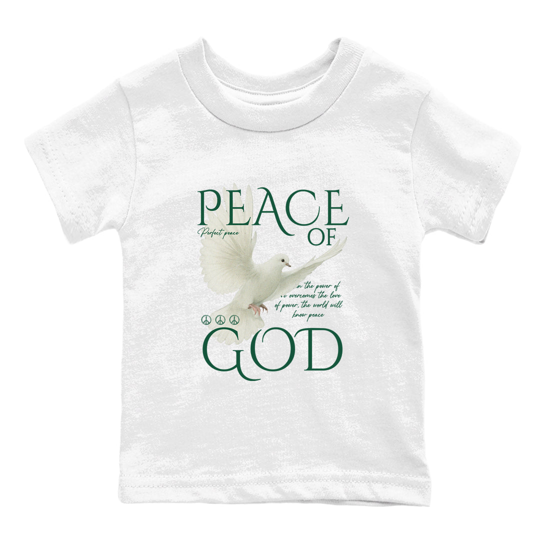 Sneaker Threads – Sneaker Tees To Match Air Jordan 1 Pro Green – Peace of God Youth Graphic Tee White 2. Perfect for Jordan releases 2025 colorways.