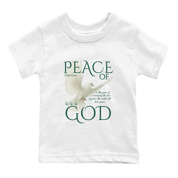 Sneaker Threads – Sneaker Tees To Match Air Jordan 1 Pro Green – Peace of God Youth Graphic Tee White 2. Perfect for Jordan releases 2025 colorways.