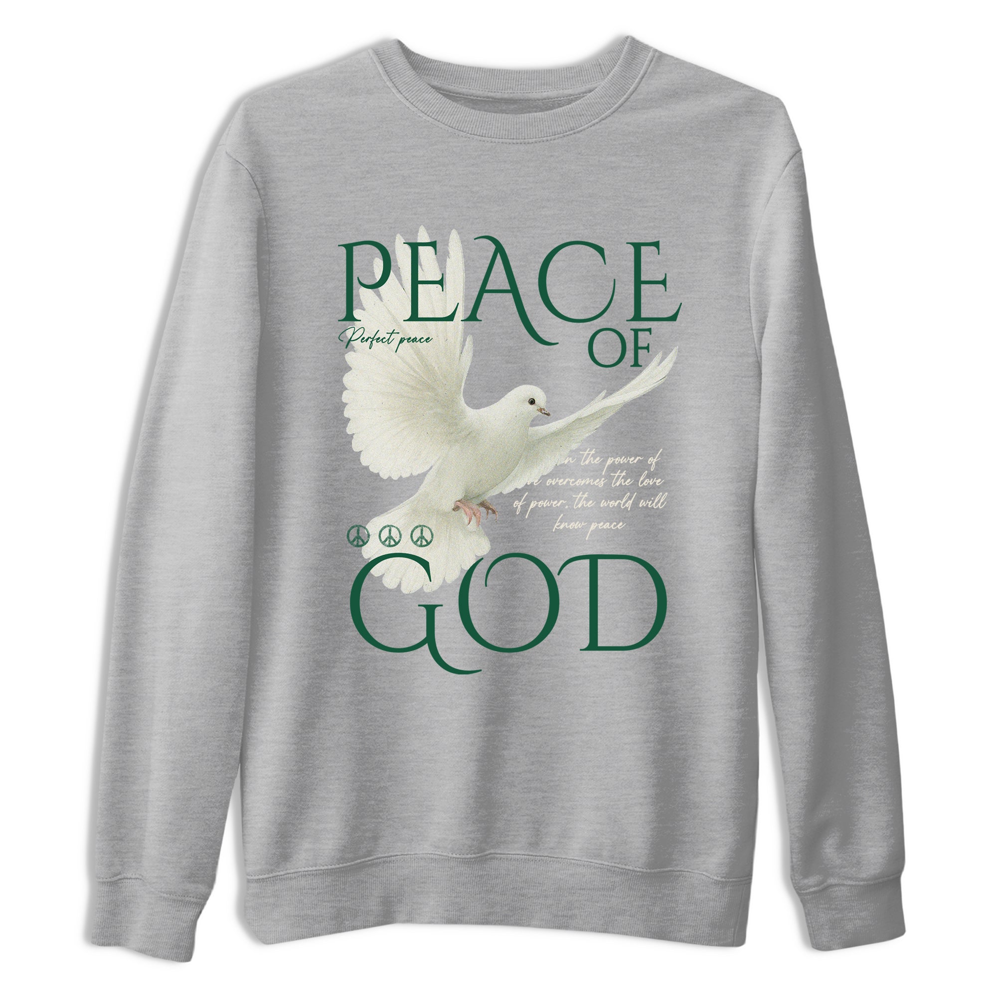Sneaker Threads – Sneaker Tees To Match Air Jordan 1 Pro Green – Peace of God Graphic Tee Heather Grey 2. Perfect for Jordan releases 2025 colorways.