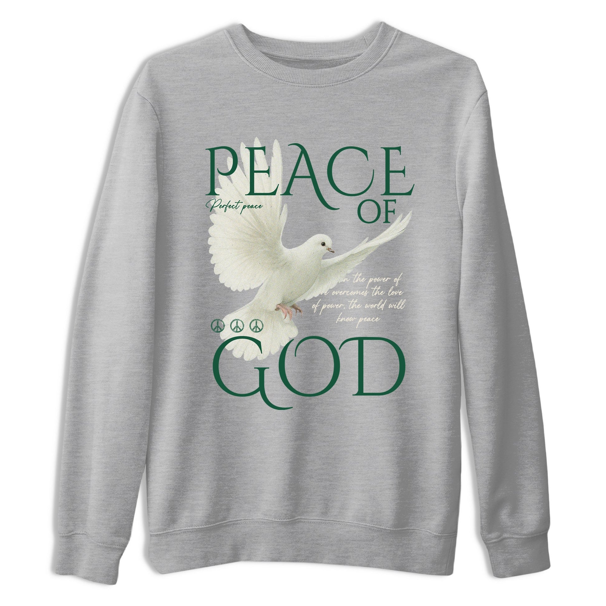 Sneaker Threads – Sneaker Tees To Match Air Jordan 1 Pro Green – Peace of God Graphic Tee Heather Grey 2. Perfect for Jordan releases 2025 colorways.