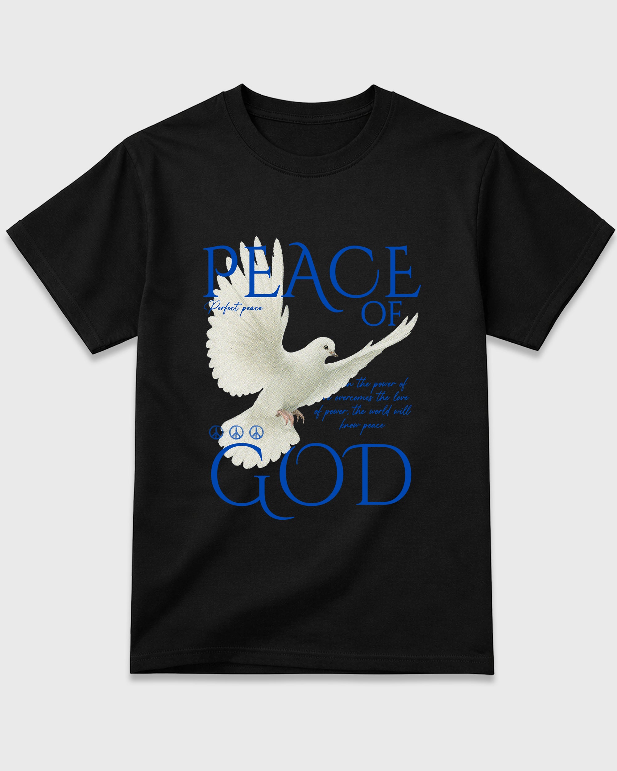 Peace of God Graphic T-Shirt featuring original streetwear artwork designed to match the Air Jordan 1 Royal. Black 2 Graphic T-Shirt.