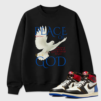 Sneaker match tees – Sneaker Tees To Match Air Jordan 1 Union x Fragment Shoes – Peace of God Tee Black 1