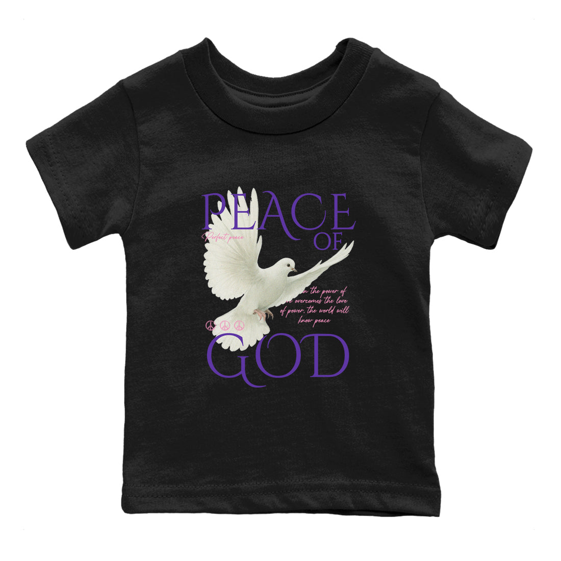 Sneaker match tees – Sneaker Tees To Match Air Jordan 11 Canyon Purple Shoes – Peace of God Kids T-Shirt Black 2