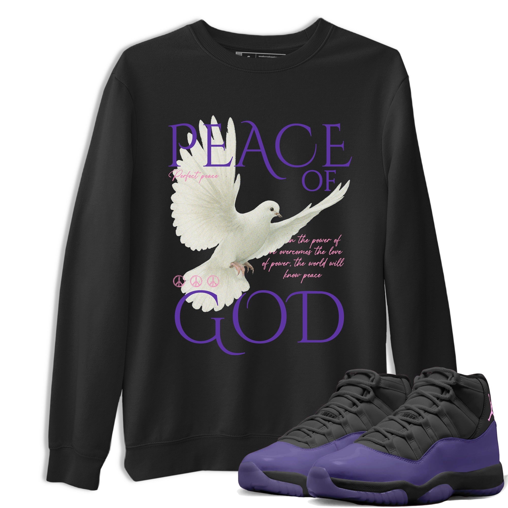 Sneaker match tees – Sneaker Tees To Match Air Jordan 11 Canyon Purple Shoes – Peace of God Tee Black 1