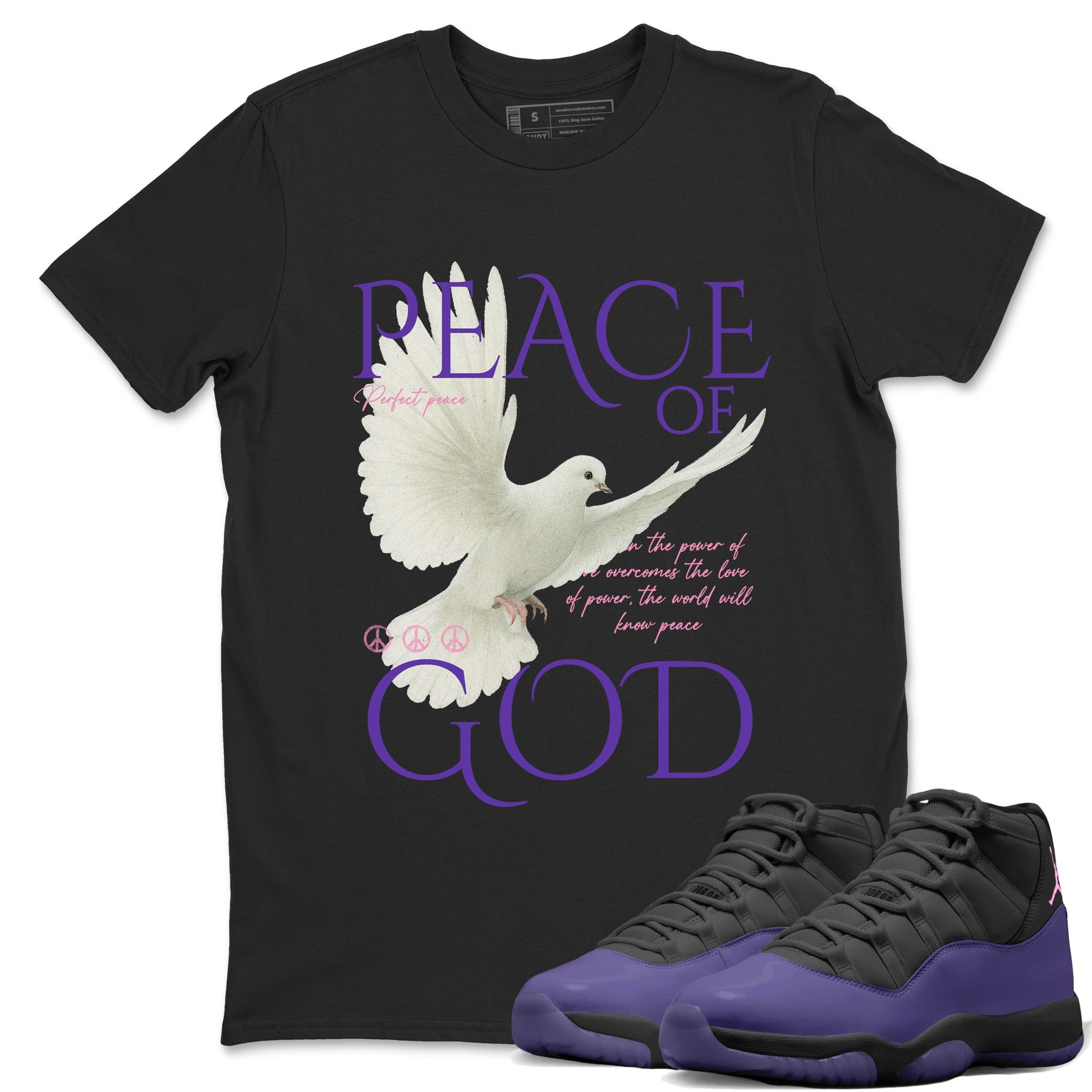 Sneaker match tees – Sneaker Tees To Match Air Jordan 11 Canyon Purple Shoes – Peace of God Tee Black 1