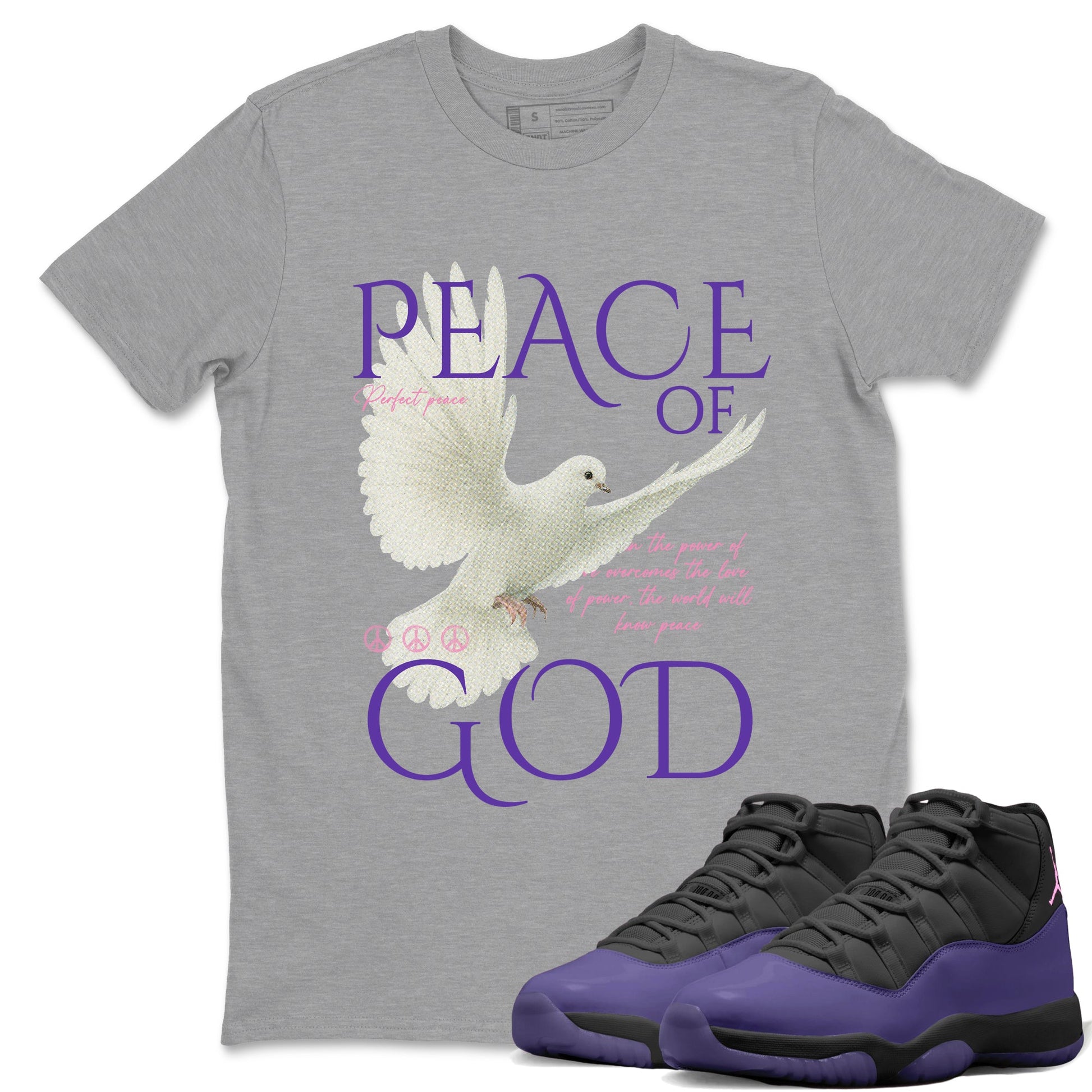 Sneaker match tees – Sneaker Tees To Match Air Jordan 11 Canyon Purple Shoes – Peace of God Tee Heather Grey 1