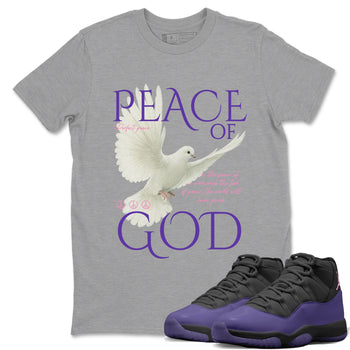 Sneaker match tees – Sneaker Tees To Match Air Jordan 11 Canyon Purple Shoes – Peace of God Tee Heather Grey 1