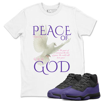 Sneaker match tees – Sneaker Tees To Match Air Jordan 11 Canyon Purple Shoes – Peace of God Tee White 1