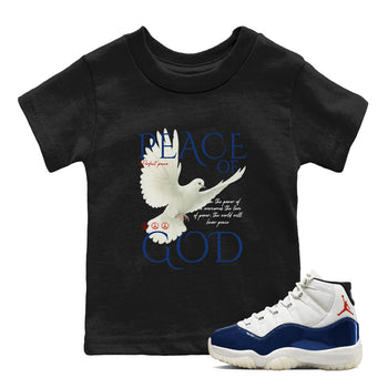Sneaker Threads – Sneaker Tees To Match Air Jordan 11 Rare Air – Peace of God Youth Graphic Tee Black 1. Perfect for Jordan releases 2025 colorways.