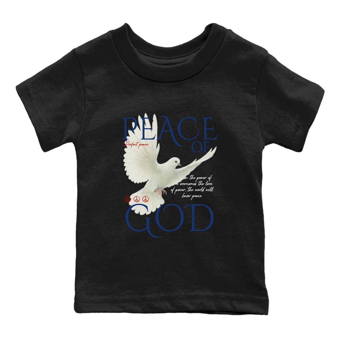 Sneaker Threads – Sneaker Tees To Match Air Jordan 11 Rare Air – Peace of God Youth Graphic Tee Black 2. Perfect for Jordan releases 2025 colorways.