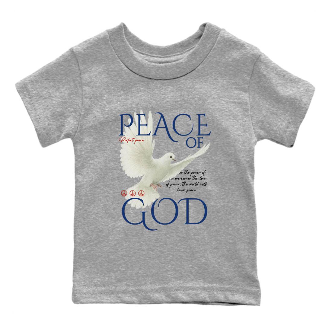 Sneaker Threads – Sneaker Tees To Match Air Jordan 11 Rare Air – Peace of God Youth Graphic Tee Heather Grey 2. Perfect for Jordan releases 2025 colorways.