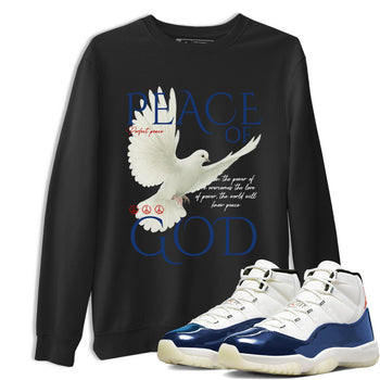 Sneaker Threads – Sneaker Tees To Match Air Jordan 11 Rare Air – Peace of God Graphic Tee Black 1. Perfect for Jordan releases 2025 colorways.