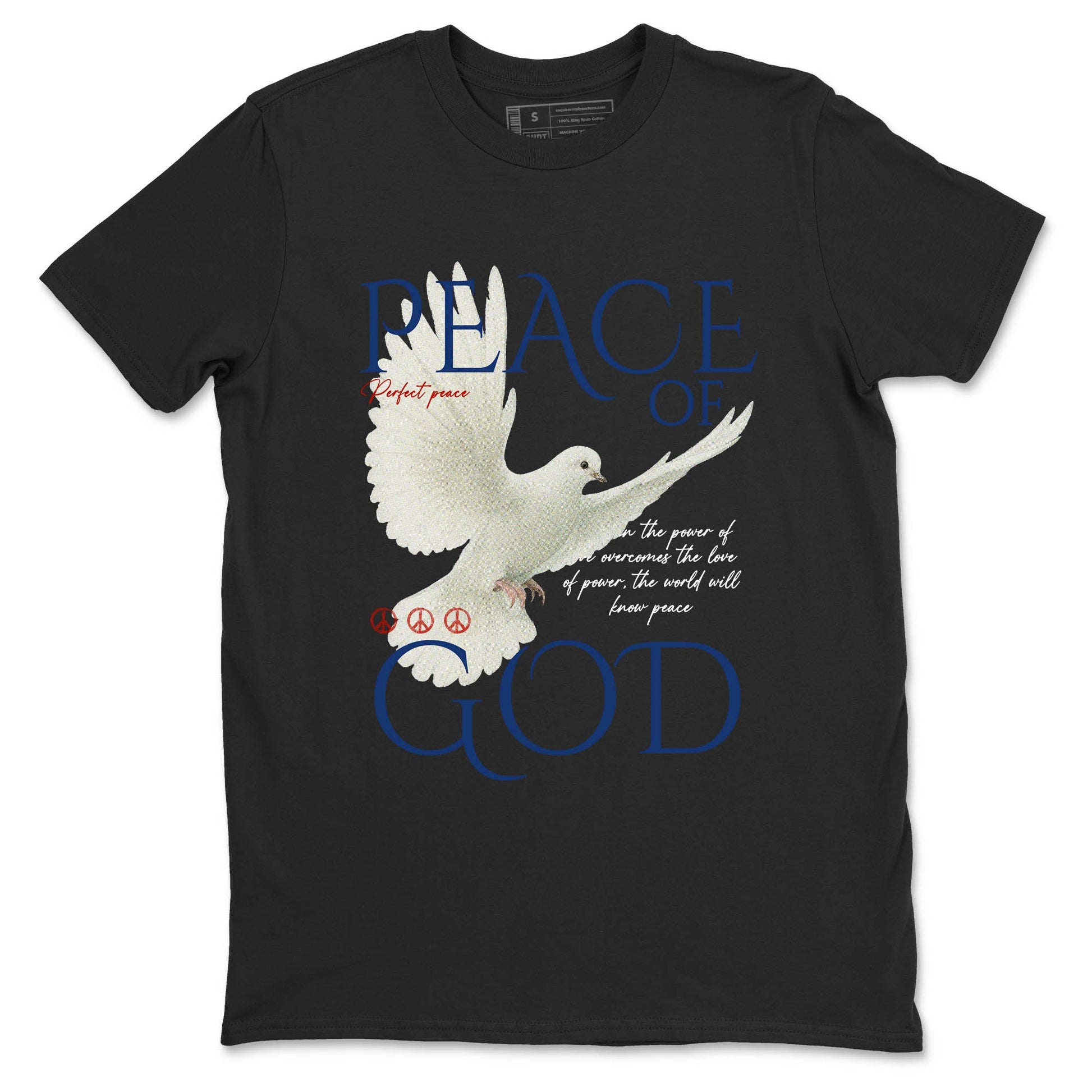 Sneaker Threads – Sneaker Tees To Match Air Jordan 11 Rare Air – Peace of God Graphic Tee Black 2. Perfect for Jordan releases 2025 colorways.