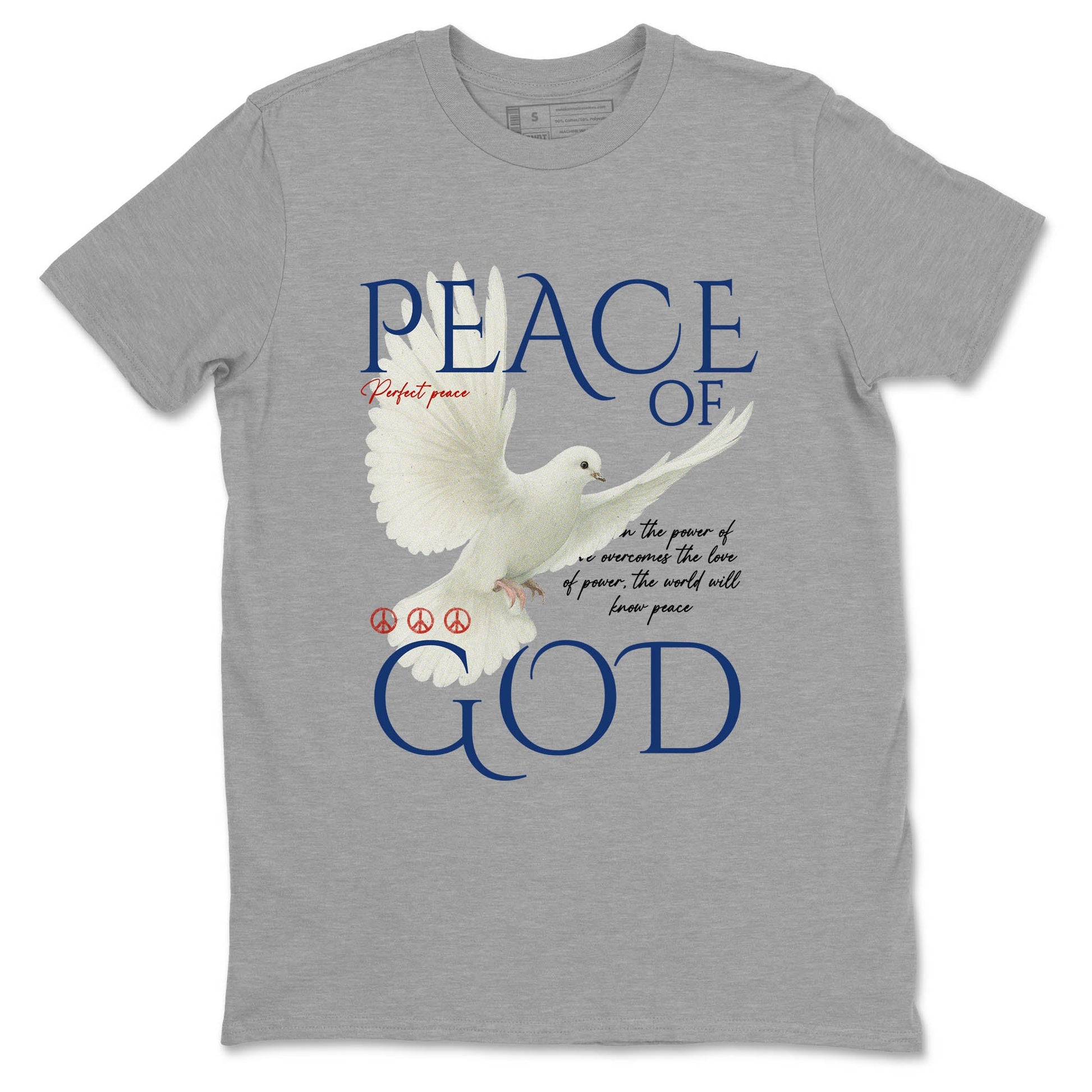 Sneaker Threads – Sneaker Tees To Match Air Jordan 11 Rare Air – Peace of God Graphic Tee Heather Grey 2. Perfect for Jordan releases 2025 colorways.