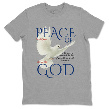 Sneaker Threads – Sneaker Tees To Match Air Jordan 11 Rare Air – Peace of God Graphic Tee Heather Grey 2. Perfect for Jordan releases 2025 colorways.