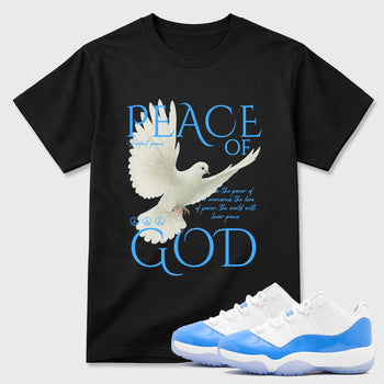 Sneaker match tees – Sneaker Tees To Match Air Jordan 11 University Blue Shoes – Peace of God Tee Black 1