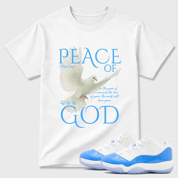 Sneaker match tees – Sneaker Tees To Match Air Jordan 11 University Blue Shoes – Peace of God Tee White 1