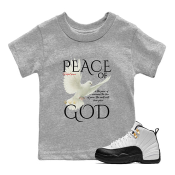 Sneaker match tees – Sneaker Tees To Match Air Jordan 12 Taxi Shoes – Peace of God Kids T-Shirt Heather Grey 1