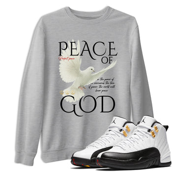 Sneaker match tees – Sneaker Tees To Match Air Jordan 12 Taxi Shoes – Peace of God Tee Heather Grey 1