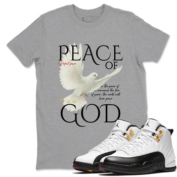 Sneaker match tees – Sneaker Tees To Match Air Jordan 12 Taxi Shoes – Peace of God Tee Heather Grey 1